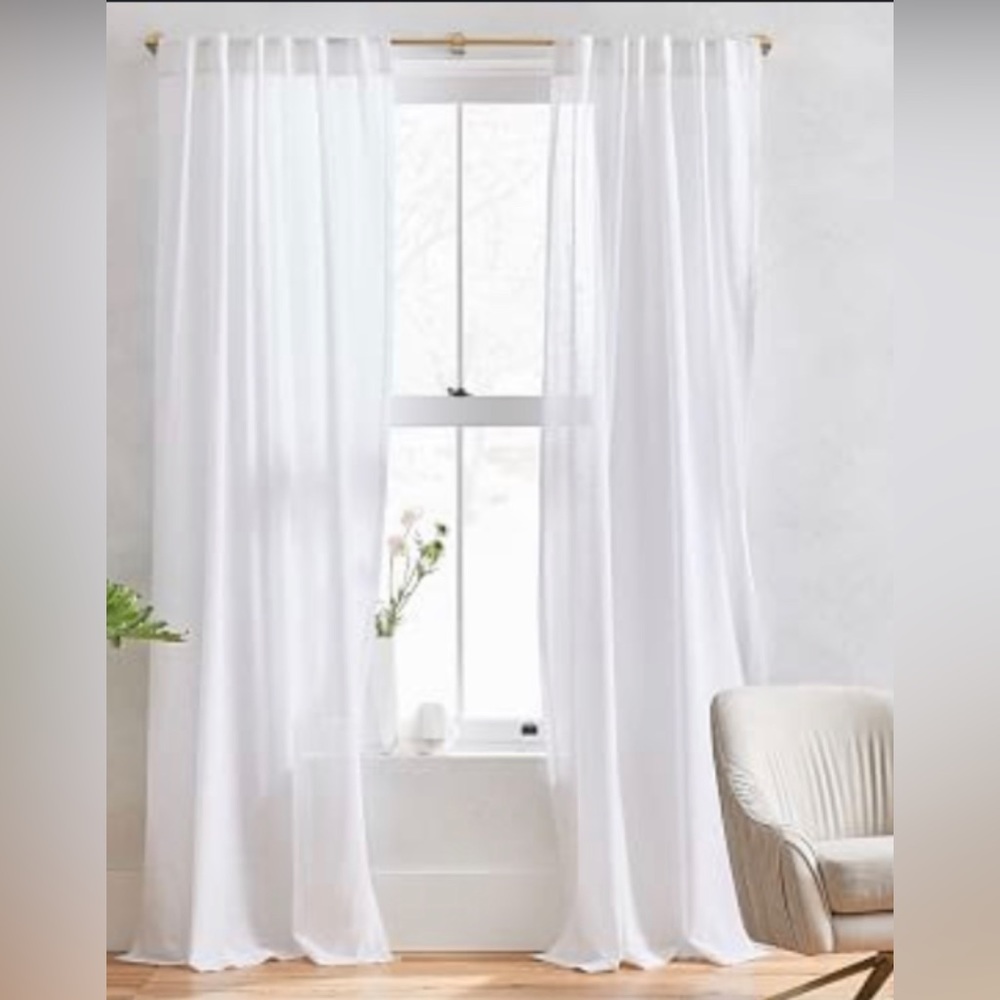 West Elm Sheer Crosshatch Curtains. White. Brand new in original packaging.